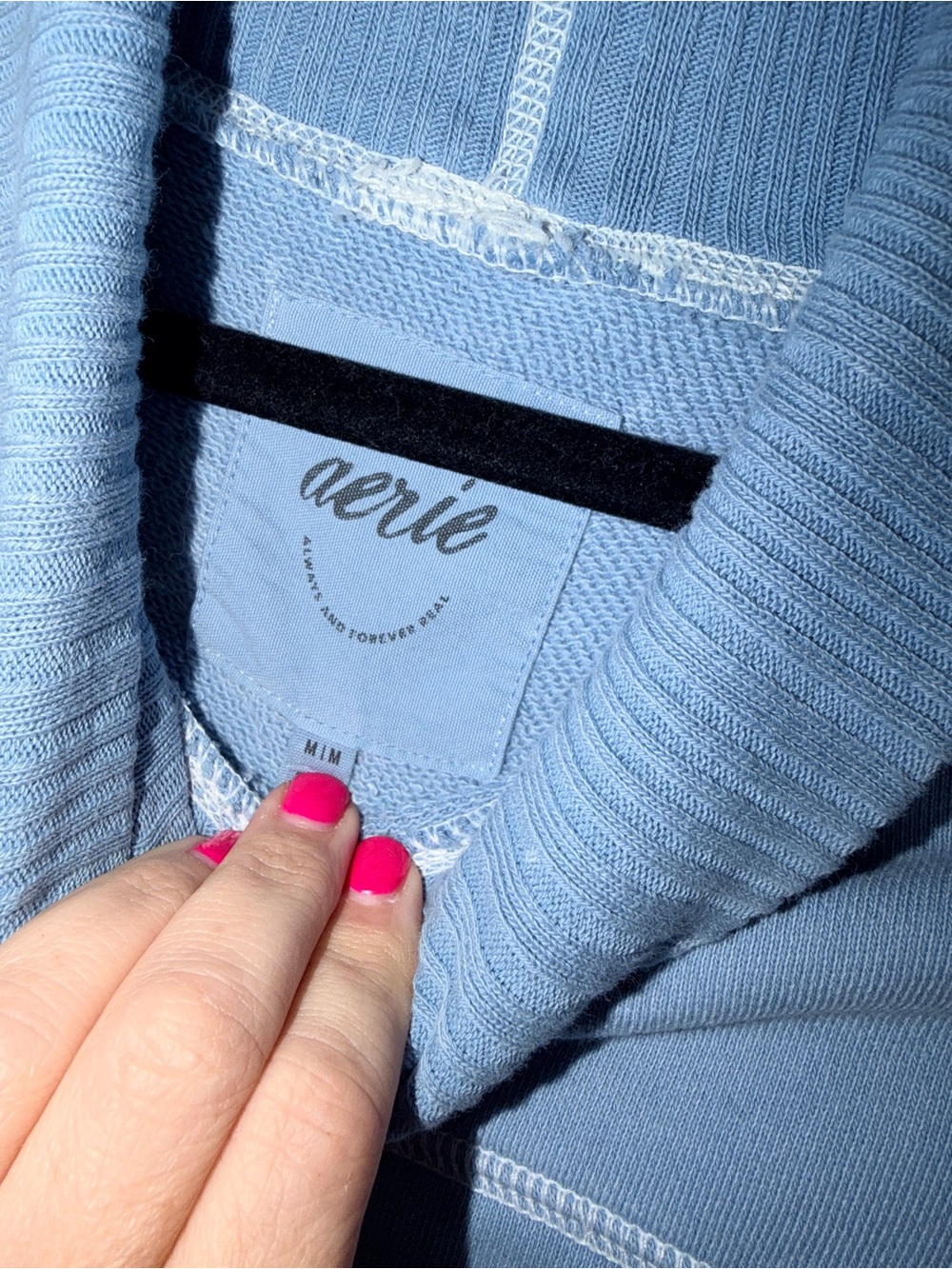 aerie New Heights Turtleneck Sweatshirt and Fleece Trousers Cloud Blue, Size M/L - Picture 7 of 11